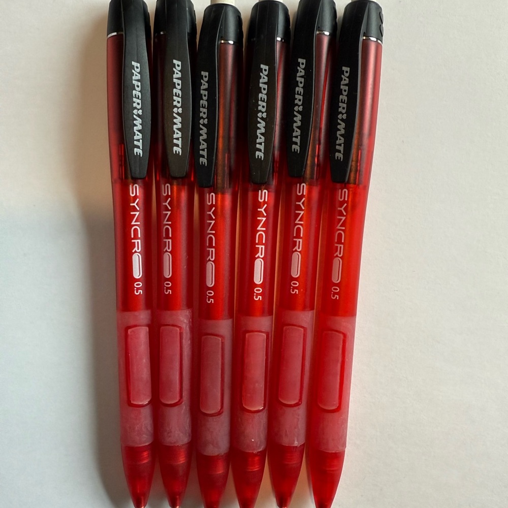6 Papermate Syncro 0.5Mm Red Mechanical Pencils 25607